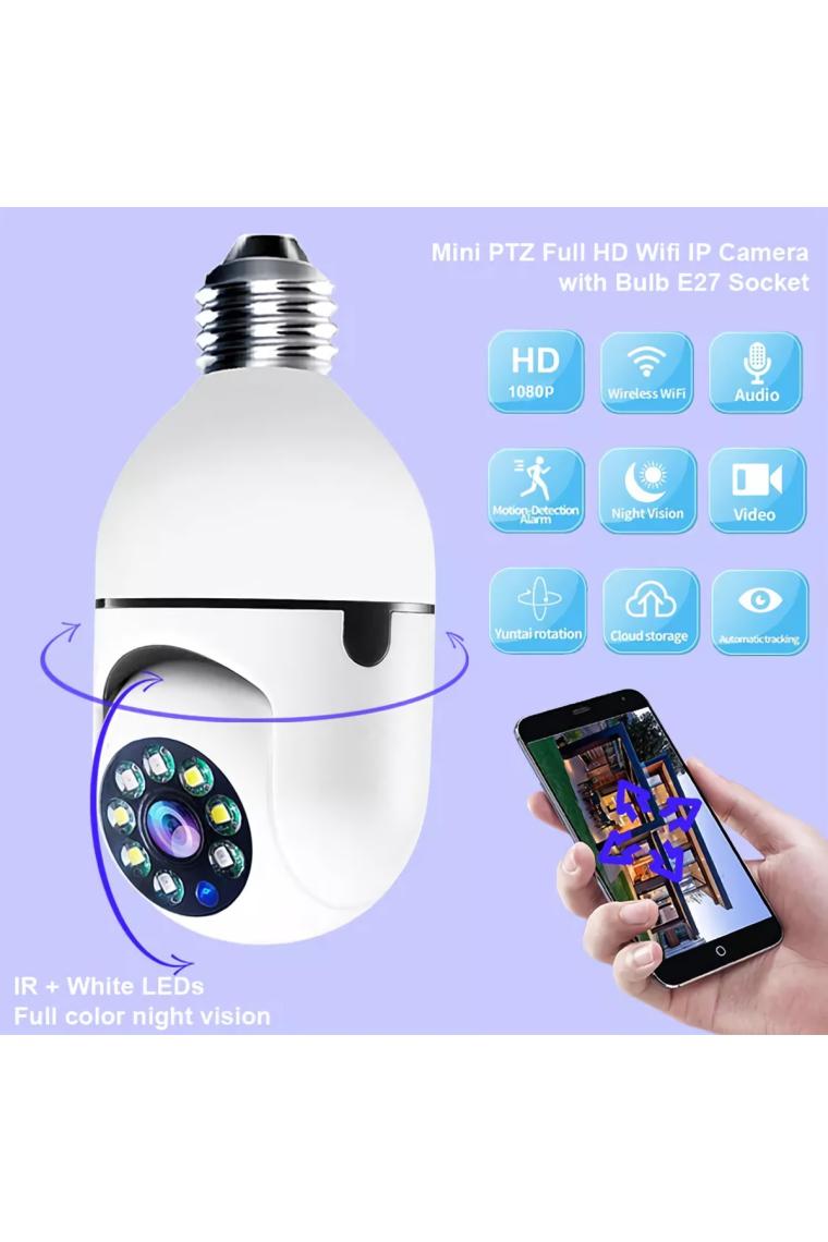 Teknomila Wifi 360 Panoramik Ampul Kamera Gece Görüş Ses Akıllı Hareket Algılayıcı
