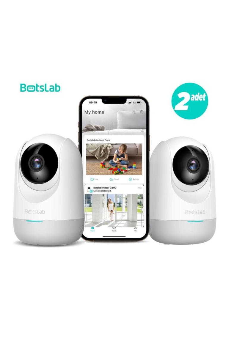 Botslab 360+ C211 2k Pro Mini Bundle Wifi 360° Akıllı Güvenlik Kamerası Bebek Monitörü Evcil Hayvan Kamerası Iç Mekan Kamerası Ip Kamera 2'li Paket (Distribütör Garantili)
