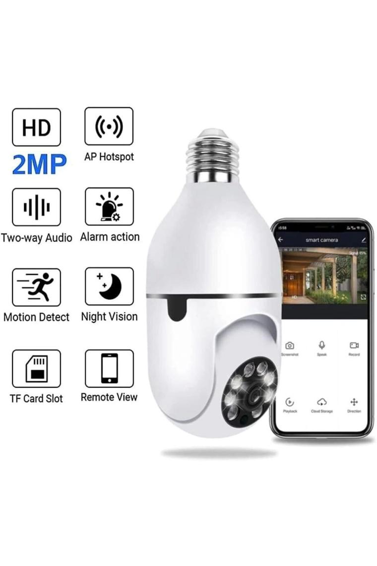 Mbois Wifi 360 Panoramik Ampul Kamera Güvenlik Kamerası Çift Wifi 360 Derece Gece Görüşlü