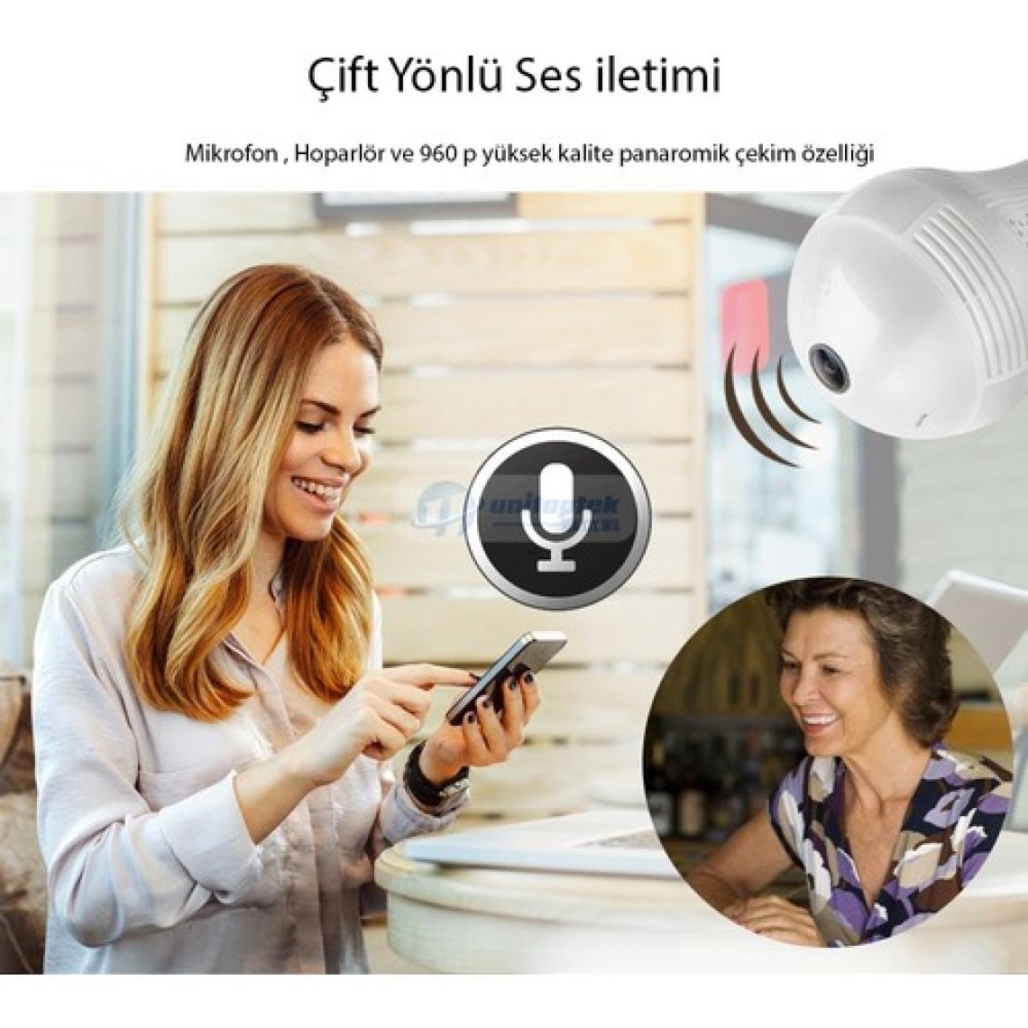 Hsintek Ampul Wifi Kamera Hem Lamba Hem Kamera 960 Full Hd Balık Gözü Panoromik Görüntü