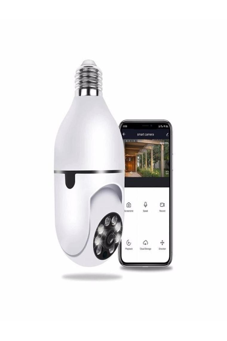 Ultratekno Gece Görüşlü 360 Derece LED Işık 1080P Wifi Kamera Kablosuz Panoramik Balıkgözü Ampul Kamera