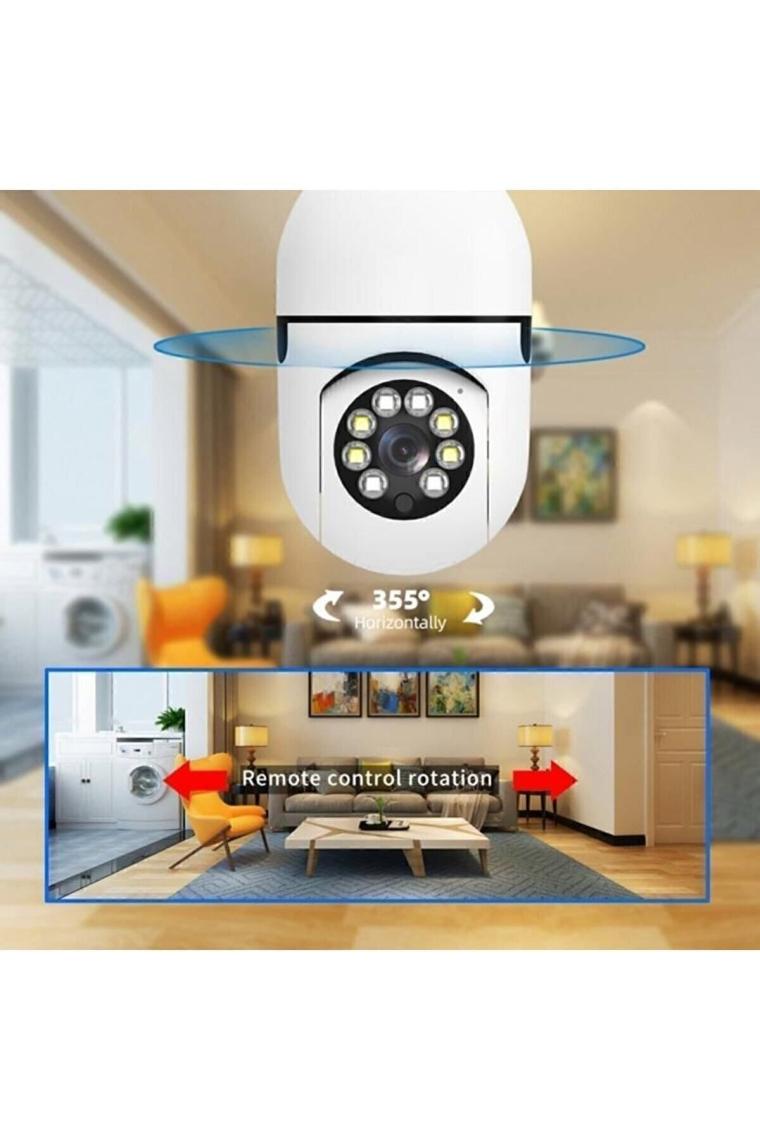 Ultratekno Gece Görüşlü 360 Derece LED Işık 1080P Wifi Kamera Kablosuz Panoramik Balıkgözü Ampul Kamera