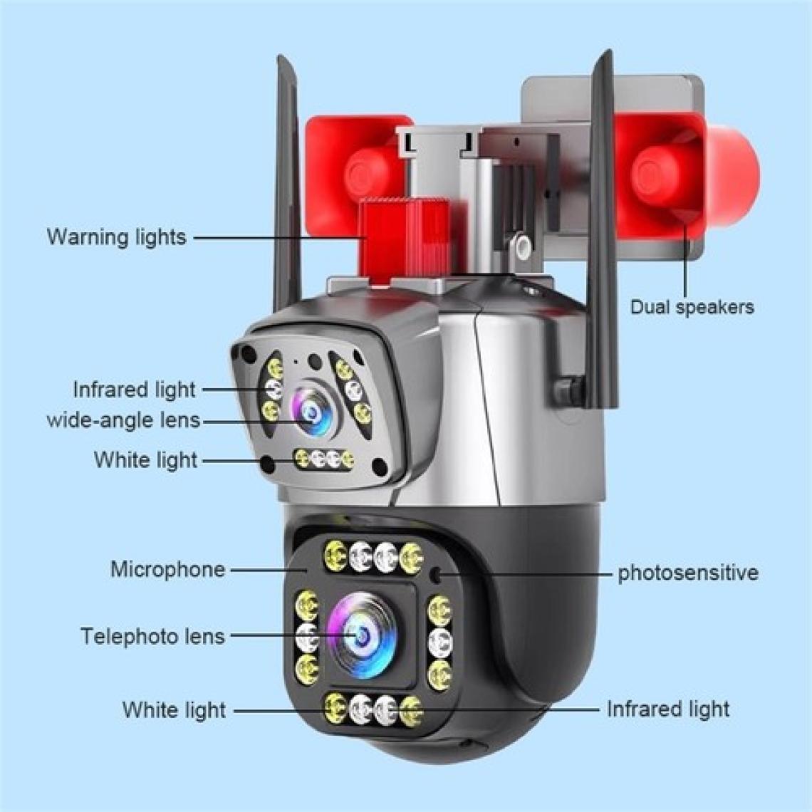 Yoosee Ys-17 Siren Çift Kameralı Ptz Speed Dome 5mp Siren Alarmlı Güvenlik Kamerası