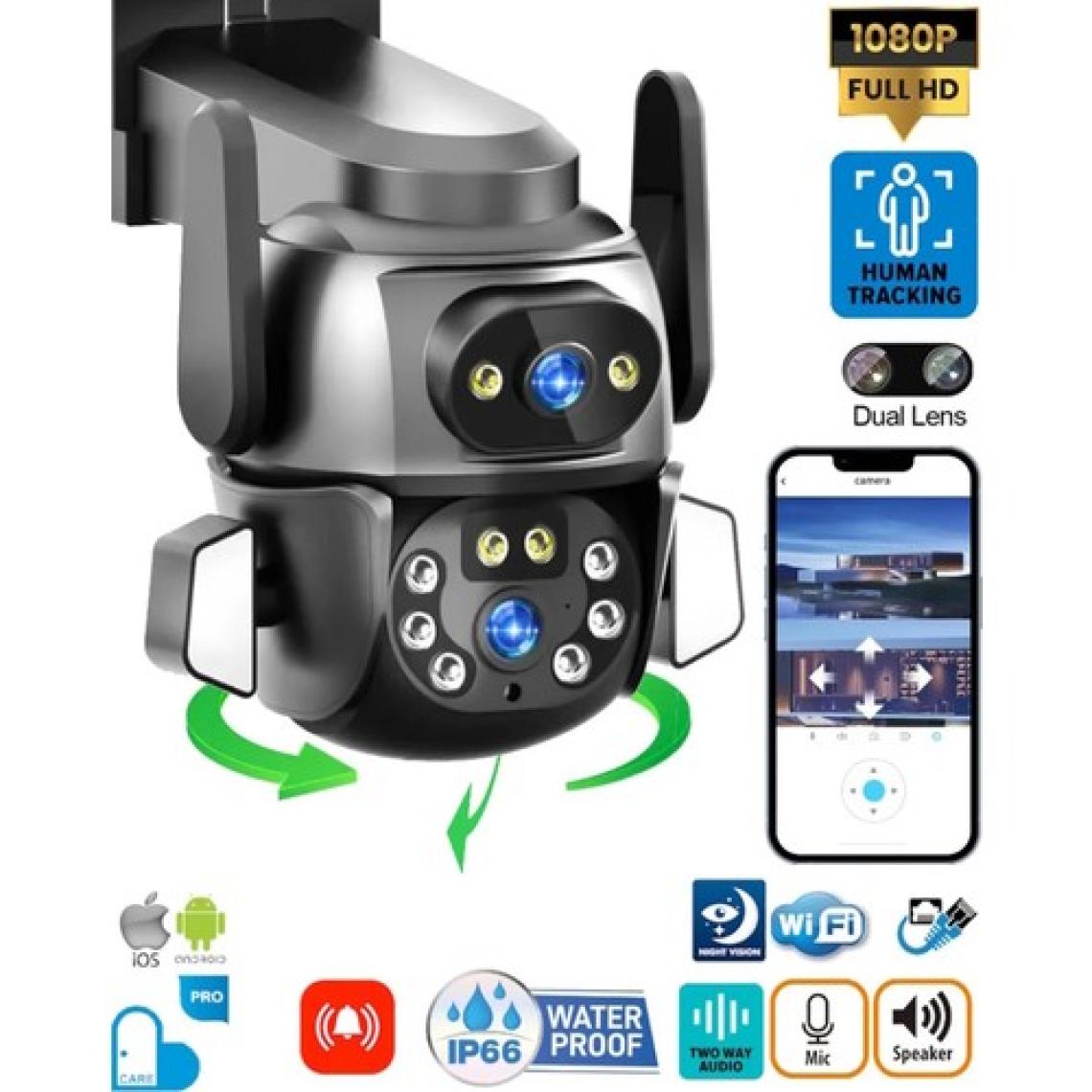 Heiman Hm-46 Çift Kameralı 2X2MP Ptz Wifi Gece Görüşlü Kamera