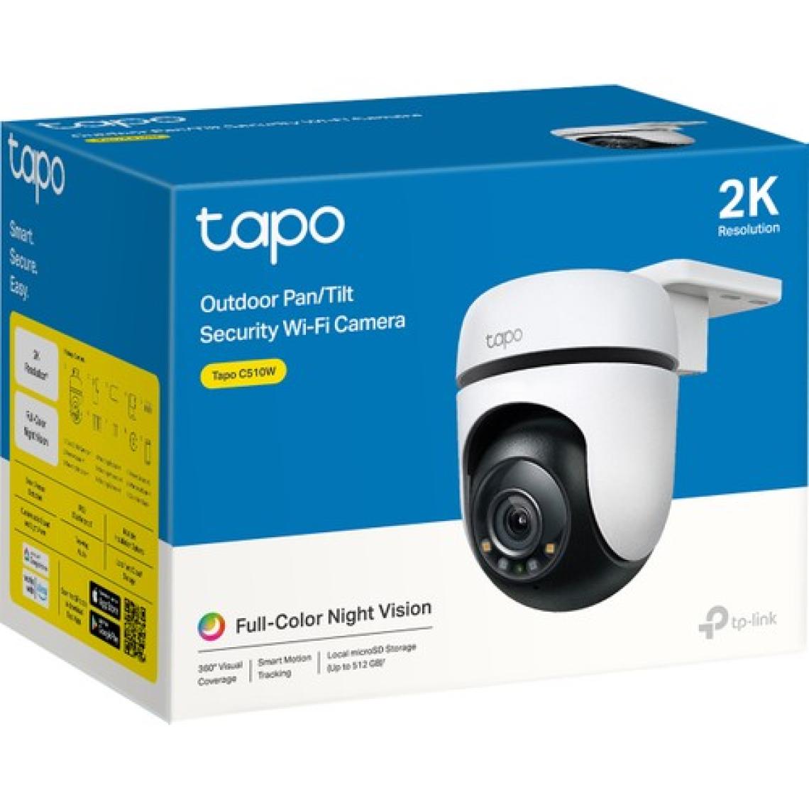 TP-LINK Tapo C510W, 2K Dış Mekan Wi-Fi Güvenlik Kamerası, Hareket Tespit/Takibi , 360°, IP65 Su Geçirmez, Renkli Gece Görüşü, Çift Yönlü Ses, Bulut/Yerel Depolama, Sesli ve Işıklı Alarm