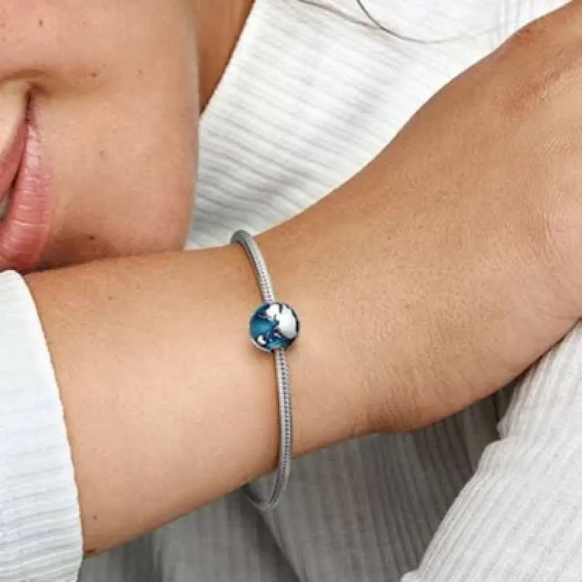Pandora Mavi Dünya Klips 925 Ayar Gümüş
