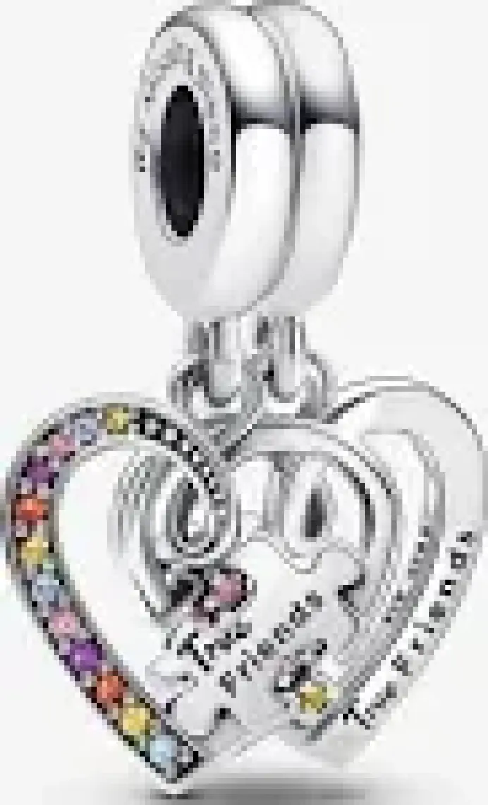 Hector Co Jewellery Puzzle Parçası ve Kalpli Arkadaşlık Sallantılı Charm 925 Ayar Gümüş