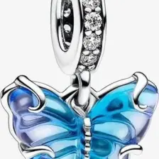 Pandora Mavi Murano Cam Kelebek Sallantılı Charm 925 Ayar Gümüş