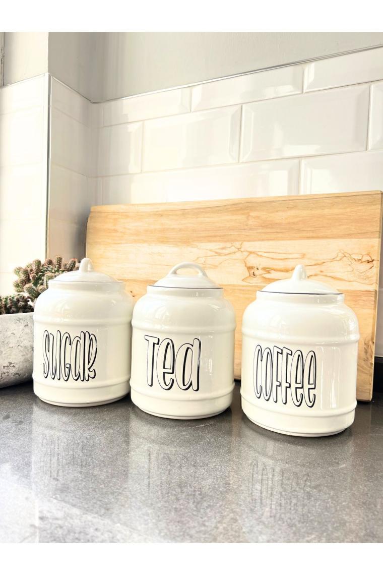 3&apos; Lü Tea Sugar Coffee Saklma Kabı Kavanozu Seti