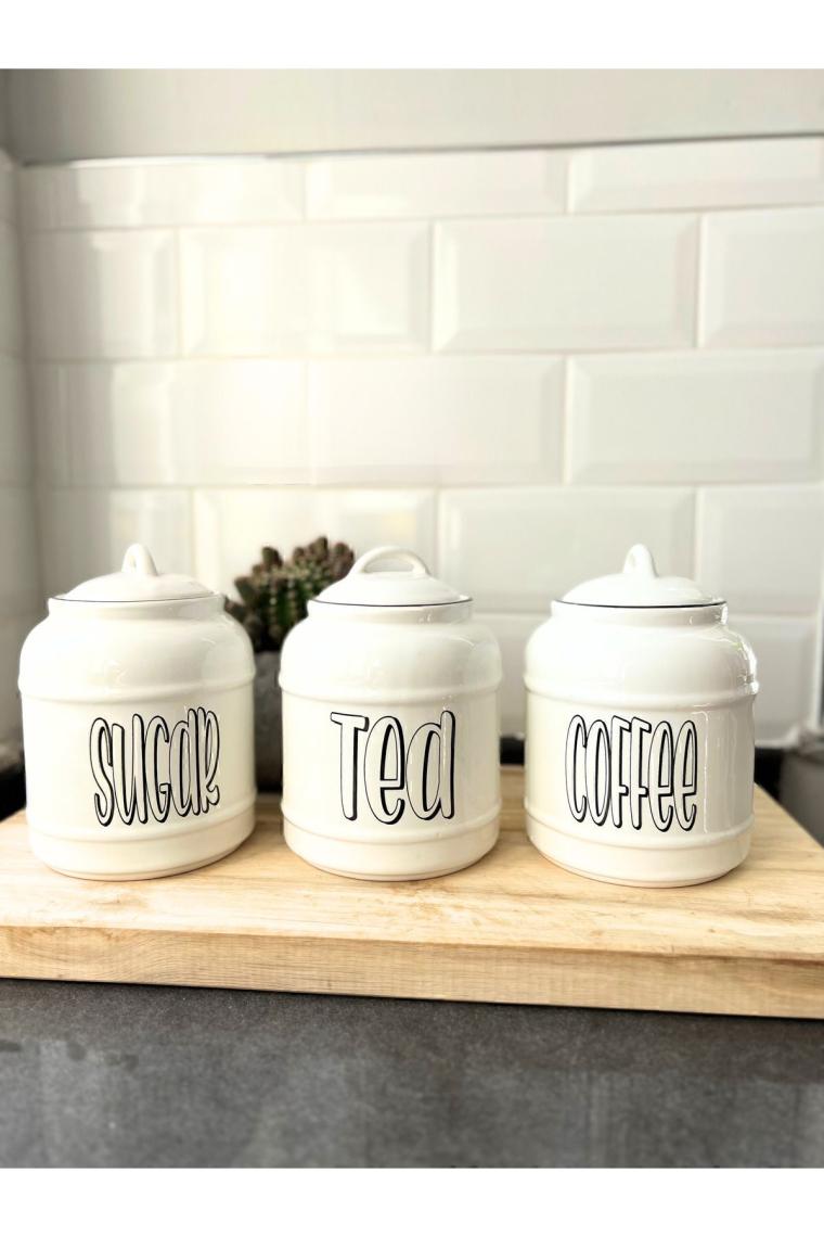 3&apos; Lü Tea Sugar Coffee Saklma Kabı Kavanozu Seti