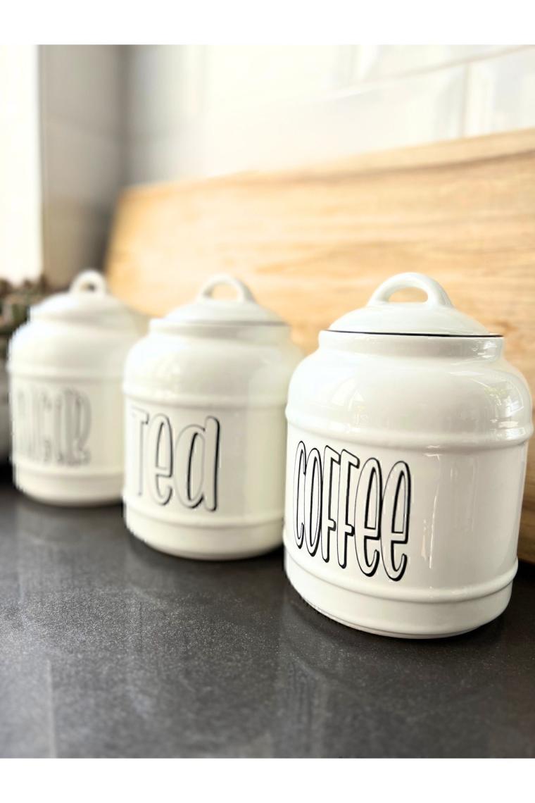 3&apos; Lü Tea Sugar Coffee Saklma Kabı Kavanozu Seti