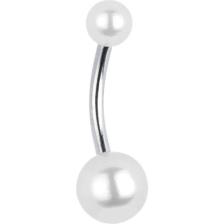 Heppii Çelik Top Inci Göbek Piercingi Silver Rekli