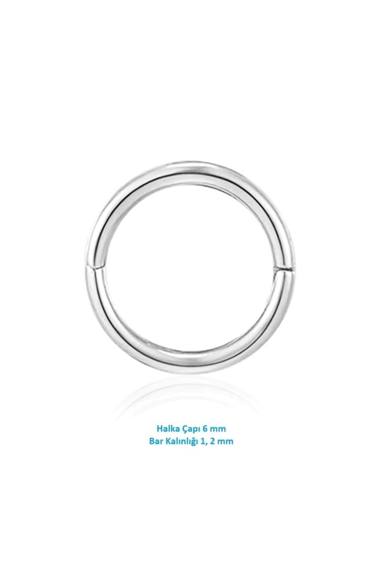 Heppii 6 mm Silver Cerrahi Çelik Düz Halka Tragus Piercing Helix Kıkırdak Rook Daith