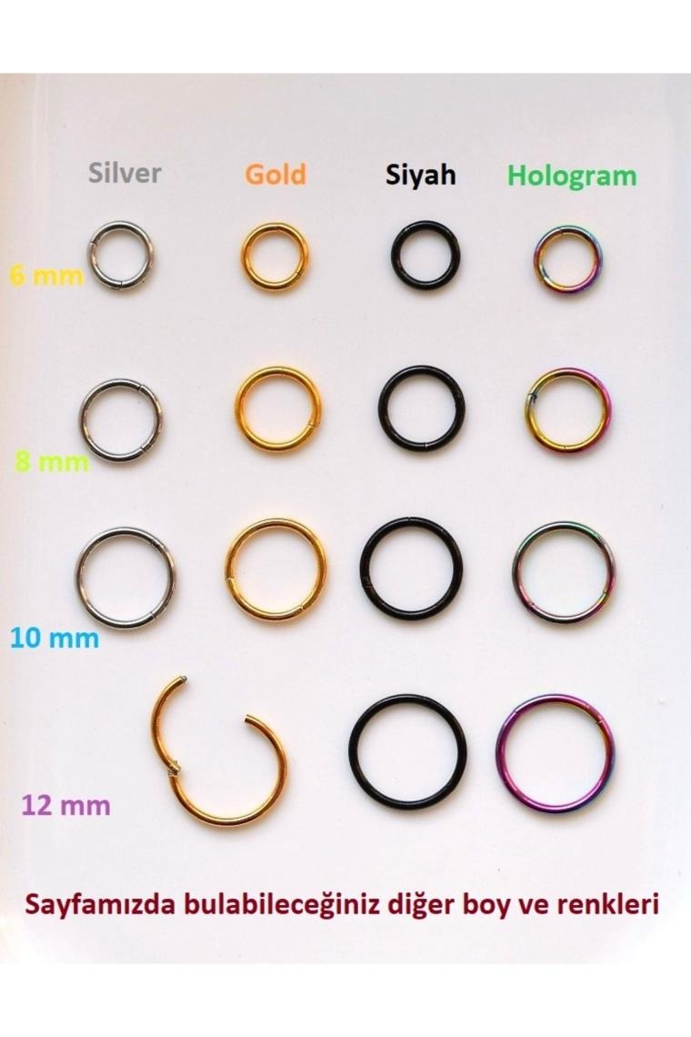 Heppii 6 mm Silver Cerrahi Çelik Düz Halka Tragus Piercing Helix Kıkırdak Rook Daith