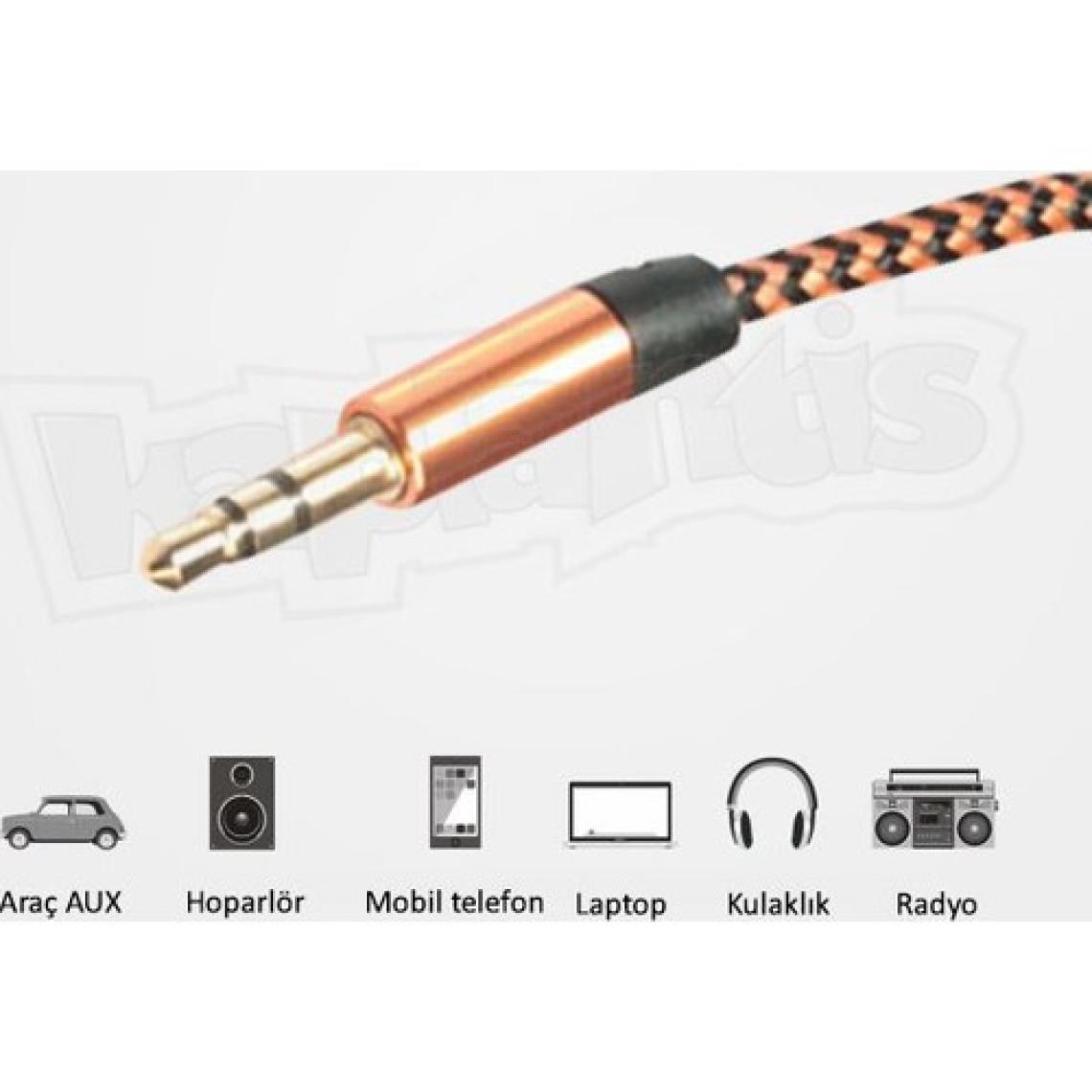 Diwu AUX Stereo 3.5mm Data Ses Örgü Kablo Bakır