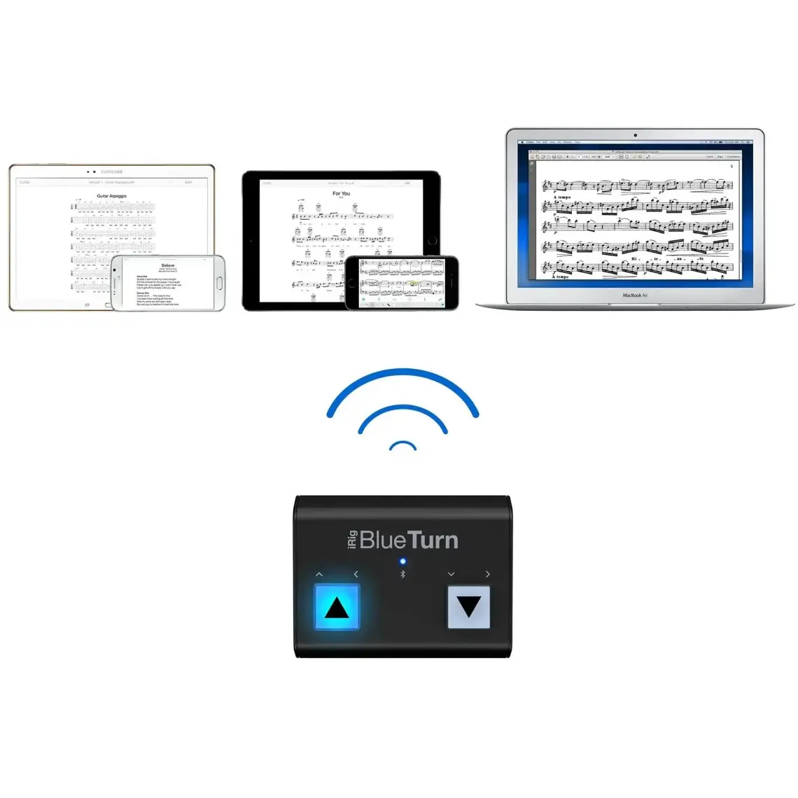 IK Multimedia iRig BlueTurn Işıklı Bluetooth Sayfa Değiştirme / Kaydırma Cihazı (iOS, Android   Mac)