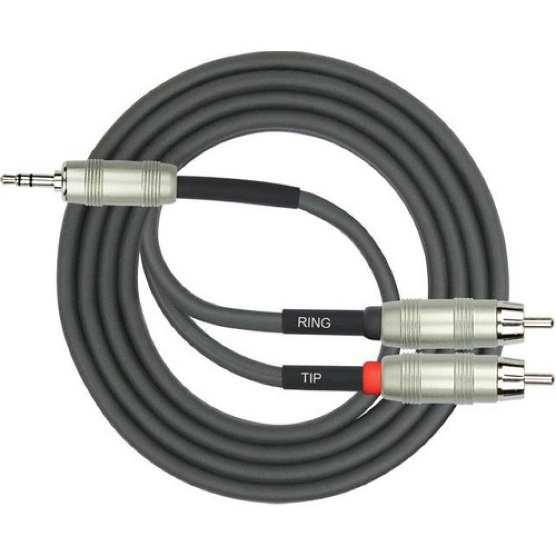 Kirlin LGY364L2MBK 3,5 mm TRS - 2 X RCA Uç Kablo 2 mt