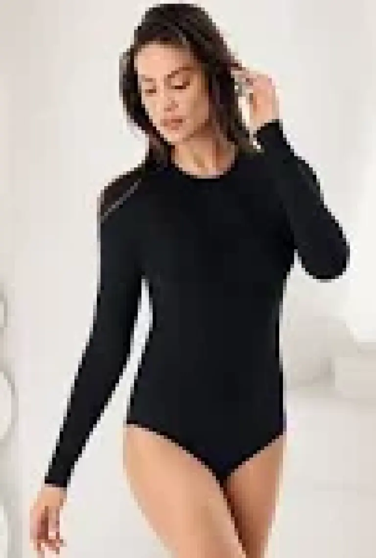 Şahinler Uzun Kollu Bisiklet Yaka Çıtçıtlı Body Siyah MB866