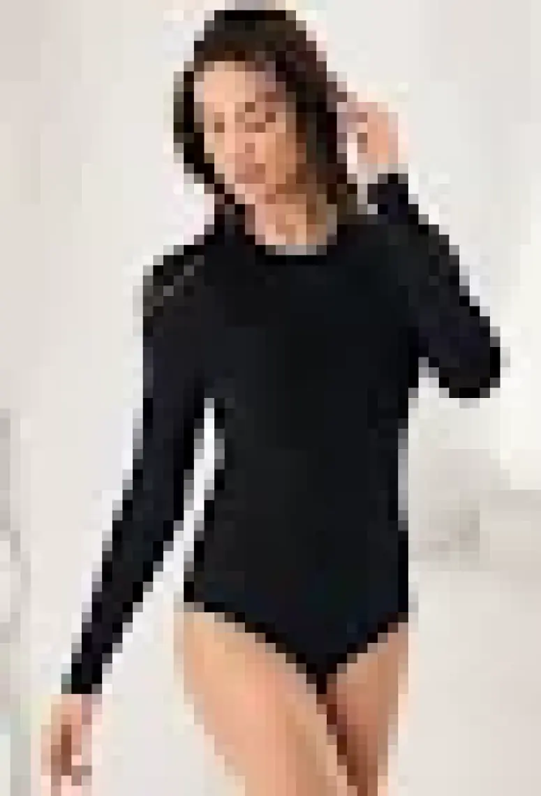 Şahinler Uzun Kollu Bisiklet Yaka Çıtçıtlı Body Siyah MB866