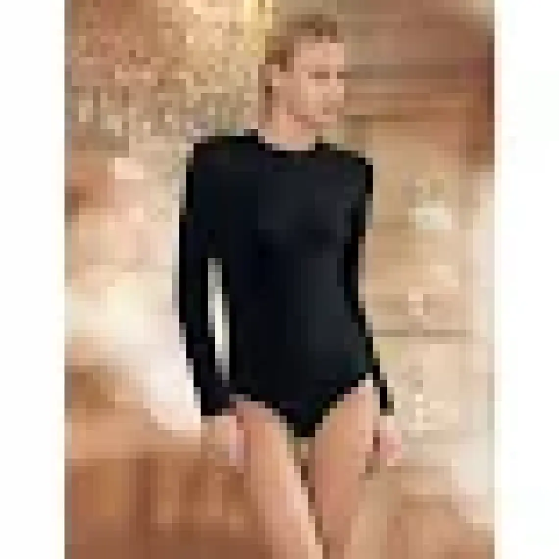 Şahinler Uzun Kollu Bisiklet Yaka Çıtçıtlı Body Siyah MB866