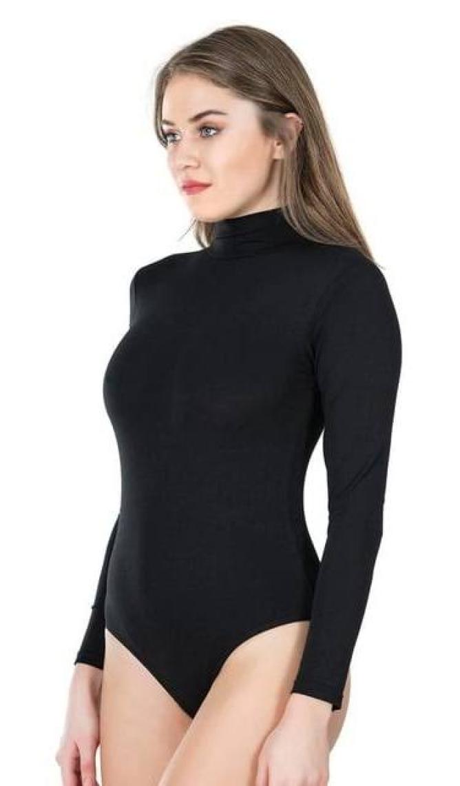 Derya Kurşun Uzun Kol Boğazlı Çıtçıtlı Kadın Body 322
