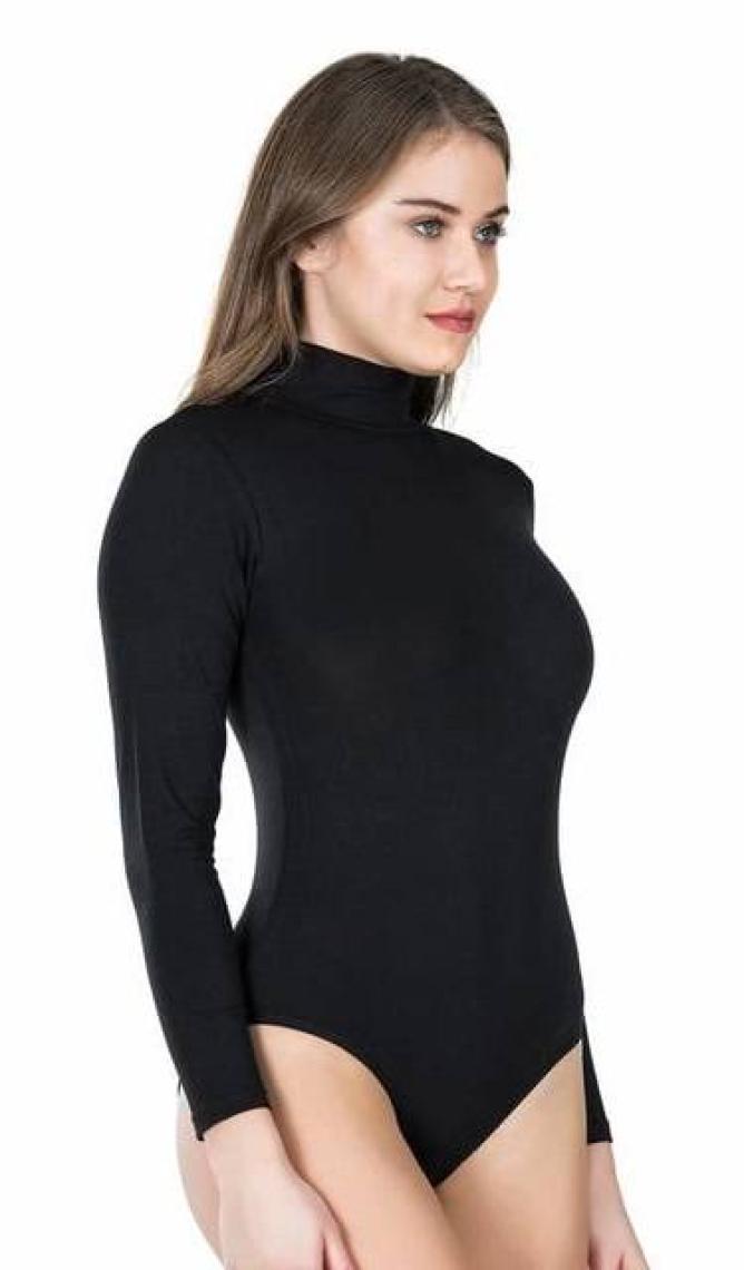 Derya Kurşun Uzun Kol Boğazlı Çıtçıtlı Kadın Body 322