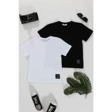 For You Kids 2'li Etiket Detaylı Cizgili Siyah Beyaz T-Shirt