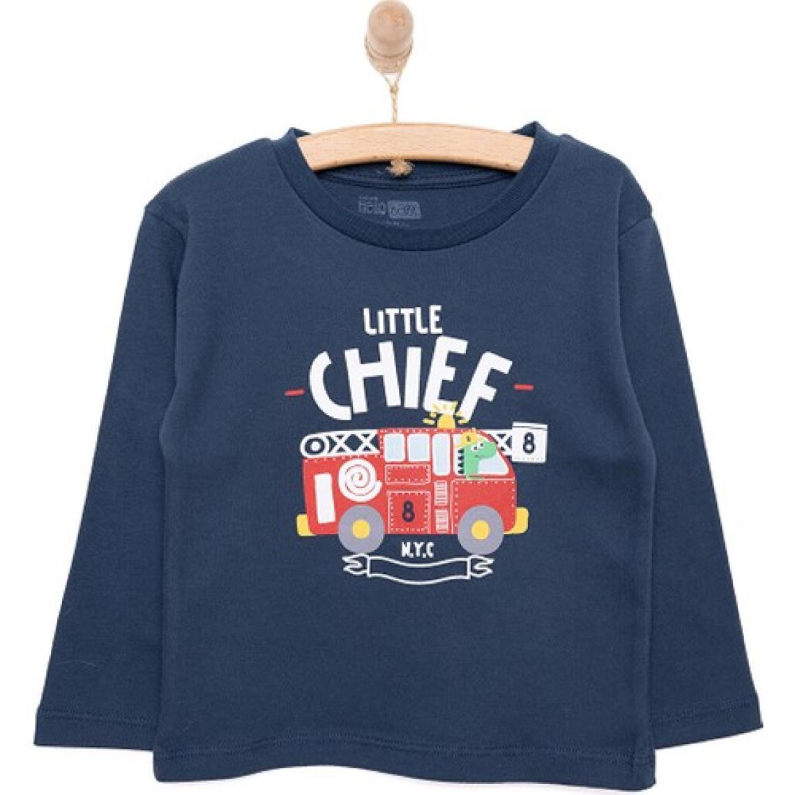 HelloBaby Basic  Itfaiye Araç Desenli Interlok  Uzun Kol Tshirt Erkek Bebek