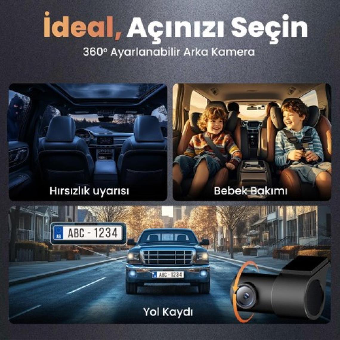 Botslab 360+ G980H Pro ADAS Ön Gerçek 4K UHD Arka 2K QHD 170° Geniş Açı Lens Gece Görüşü Gps+WiFi Araç İçi Kamera (64GB HAFIZA KARTI HEDİYELİ)