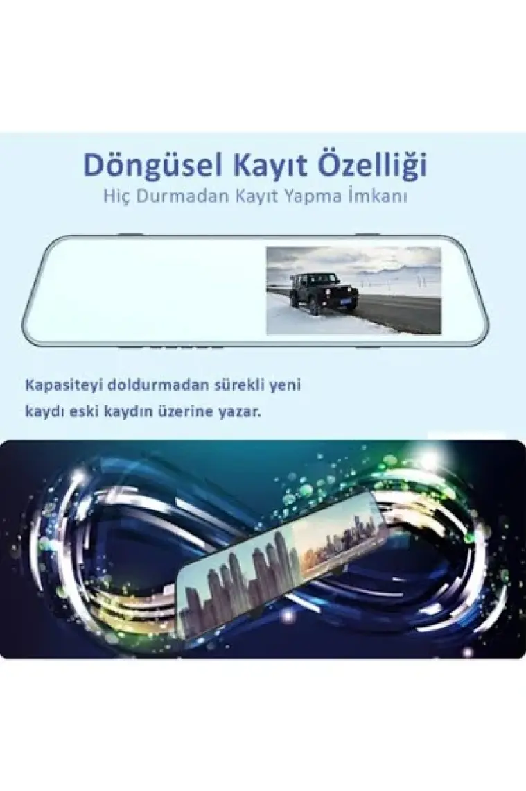 Vrpro 4.3 Inç IPS Dokunmatik Ekran  Full Hd Dikiz Ayna Araç Kamerası