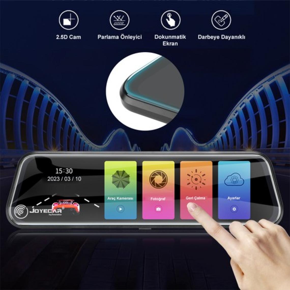 Joyecar 10 Inç Dikiz Aynası, Araç Içi Kamera IPS Dokunmatik Ekran Dual Lens Full Hd