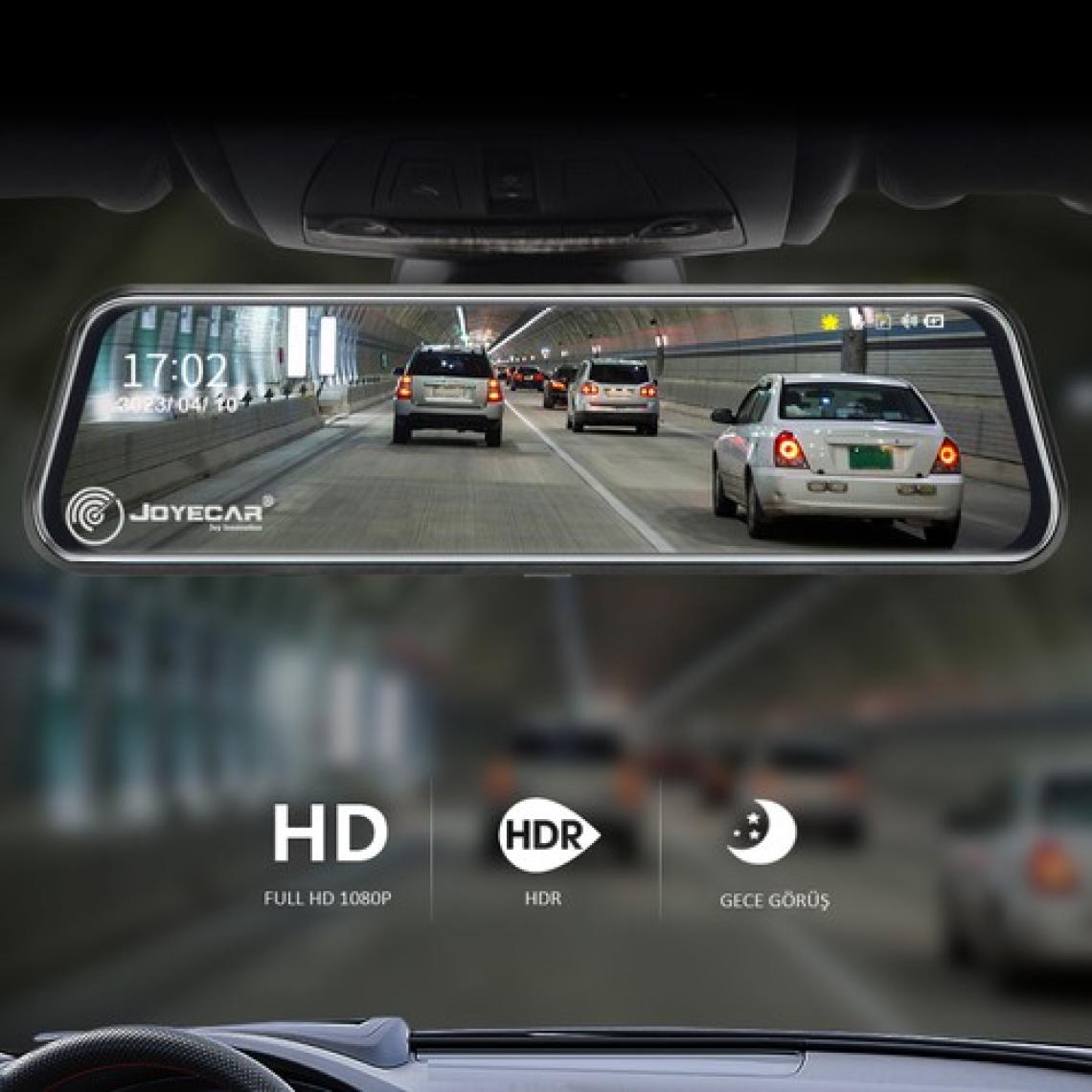Joyecar 10 Inç Dikiz Aynası, Araç Içi Kamera IPS Dokunmatik Ekran Dual Lens Full Hd