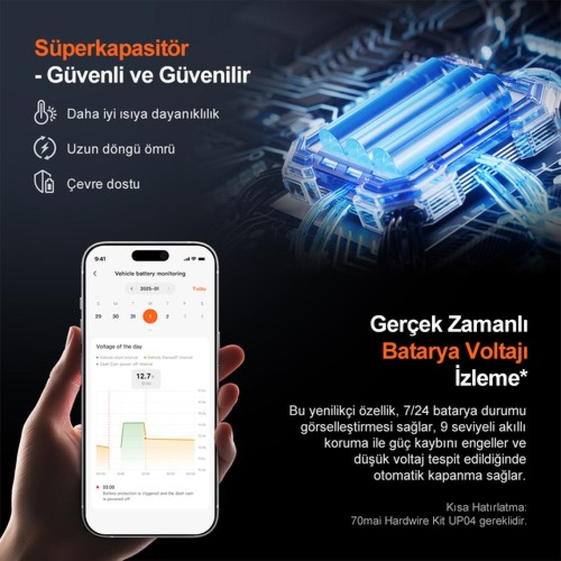 70MAI Geliştirilmiş Dash Cam Omni X800 Ultra Hd 4K Çözünürlük, 360° Dönebilen Araç Kamerası, Çift 4K Ön Araç Kamerası ve 128 GB Sd Kart, Süper Algılamalı Adas, Aı Hareket Algılama 2.0 Sürümü Siyah