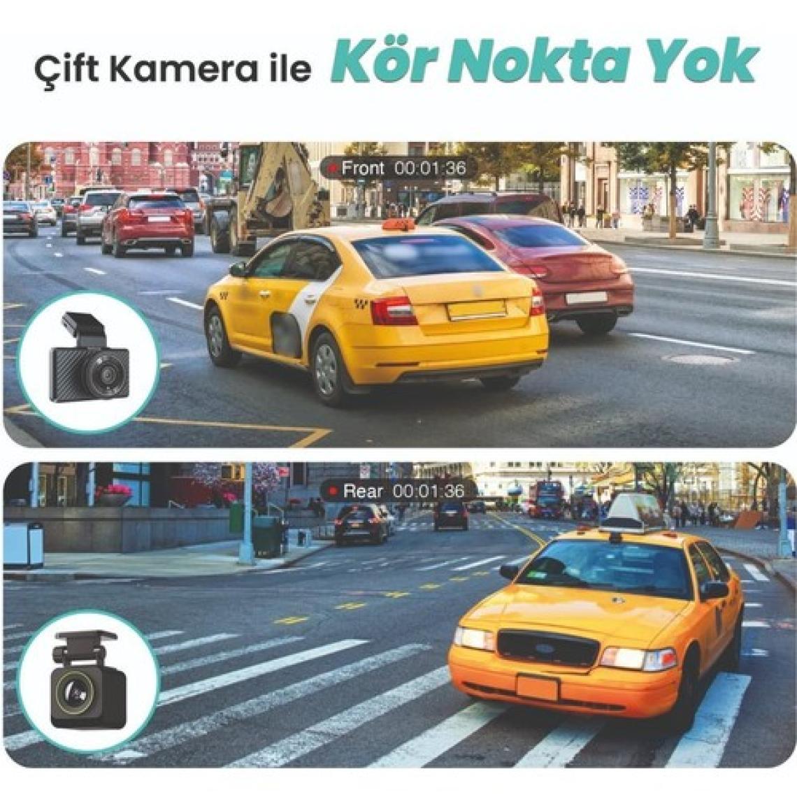 360 Botslab G500H Pro ADAS Ön 3K QHD -Arka 1080P FHD 150° Açı WiFi+GPS Gece Görüşlü Araç İçi Kamera