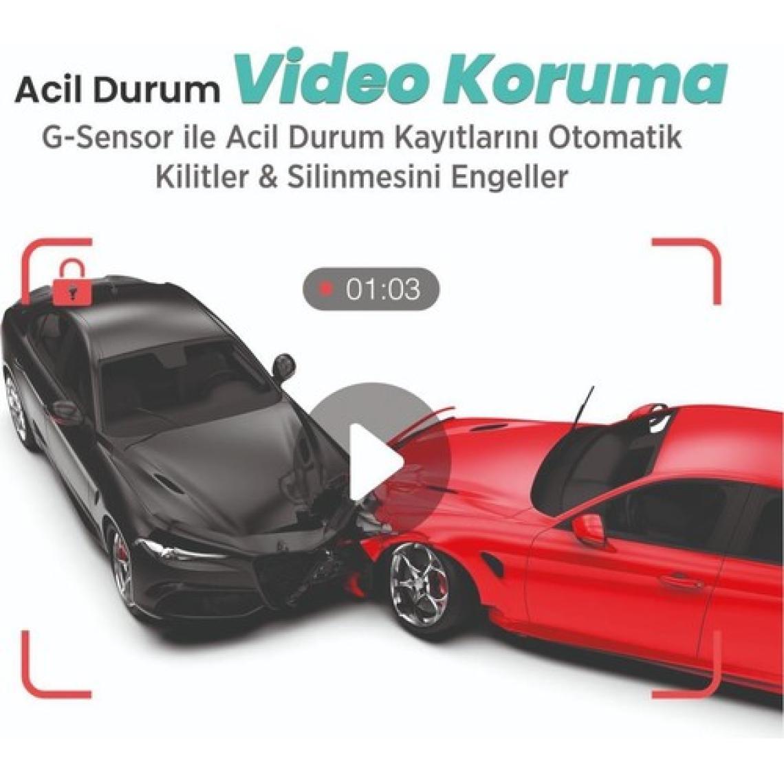 360 Botslab G500H Pro ADAS Ön 3K QHD -Arka 1080P FHD 150° Açı WiFi+GPS Gece Görüşlü Araç İçi Kamera
