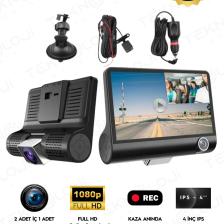 Teknoloji Gelsin Araç Içi Kamera 4'' LCD Ekran 3 Kameralı 170° Geniş Açı 1080P G-Sensör Gece Görüşlü Uyumlu Yol Kayıt