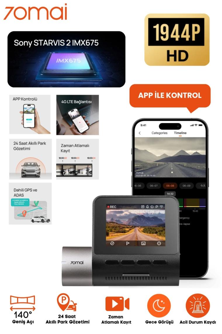70MAI Dash Cam A510 Araç İçi Kamera 2024