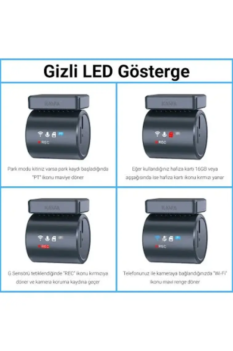Kawa Mini 3 Pro 2k 1296P Wdr 135° Geniş Açı Lens Araç Kamerası