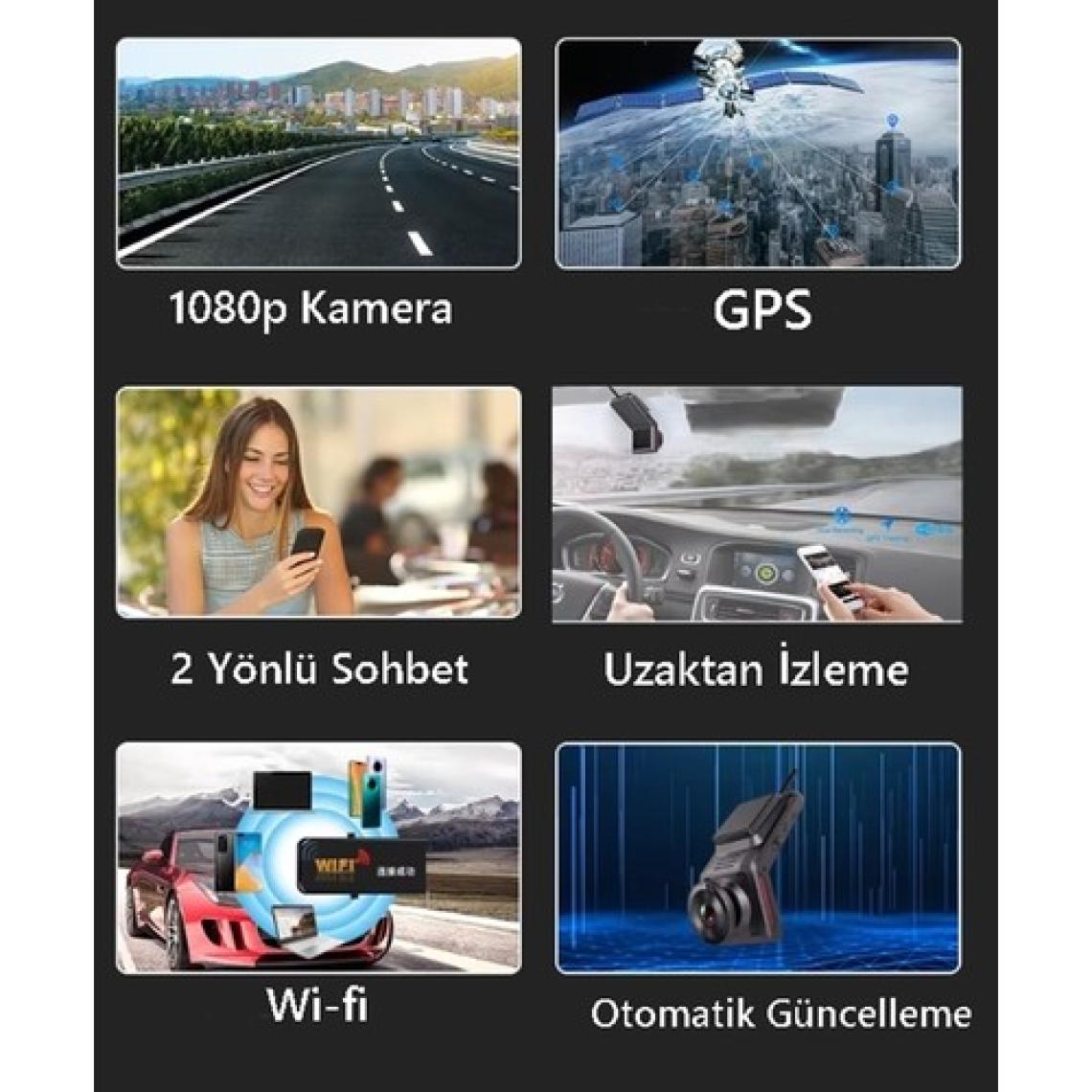 4g Sim Kartlı Araç Içi Kamera - Gps Uzaktan Izleme ve Sesli Sohbet Sistemli Araç Kamerası- Ön-Arka Gece Görüş