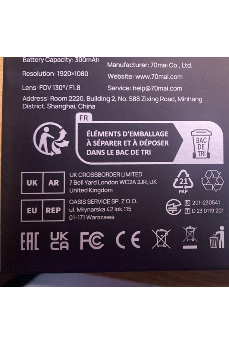 70MAI UP03 Park Gözetim Modu Kablosu M500 / Omni Hardwire Kit