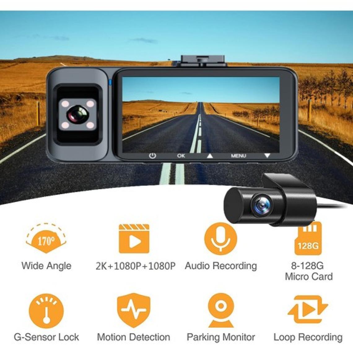 Wevolt Premium MB-460 2k Ultrahd 3 Kameralı Araç İçi Kamera (Türkçe Menü+Gps+Wifi)