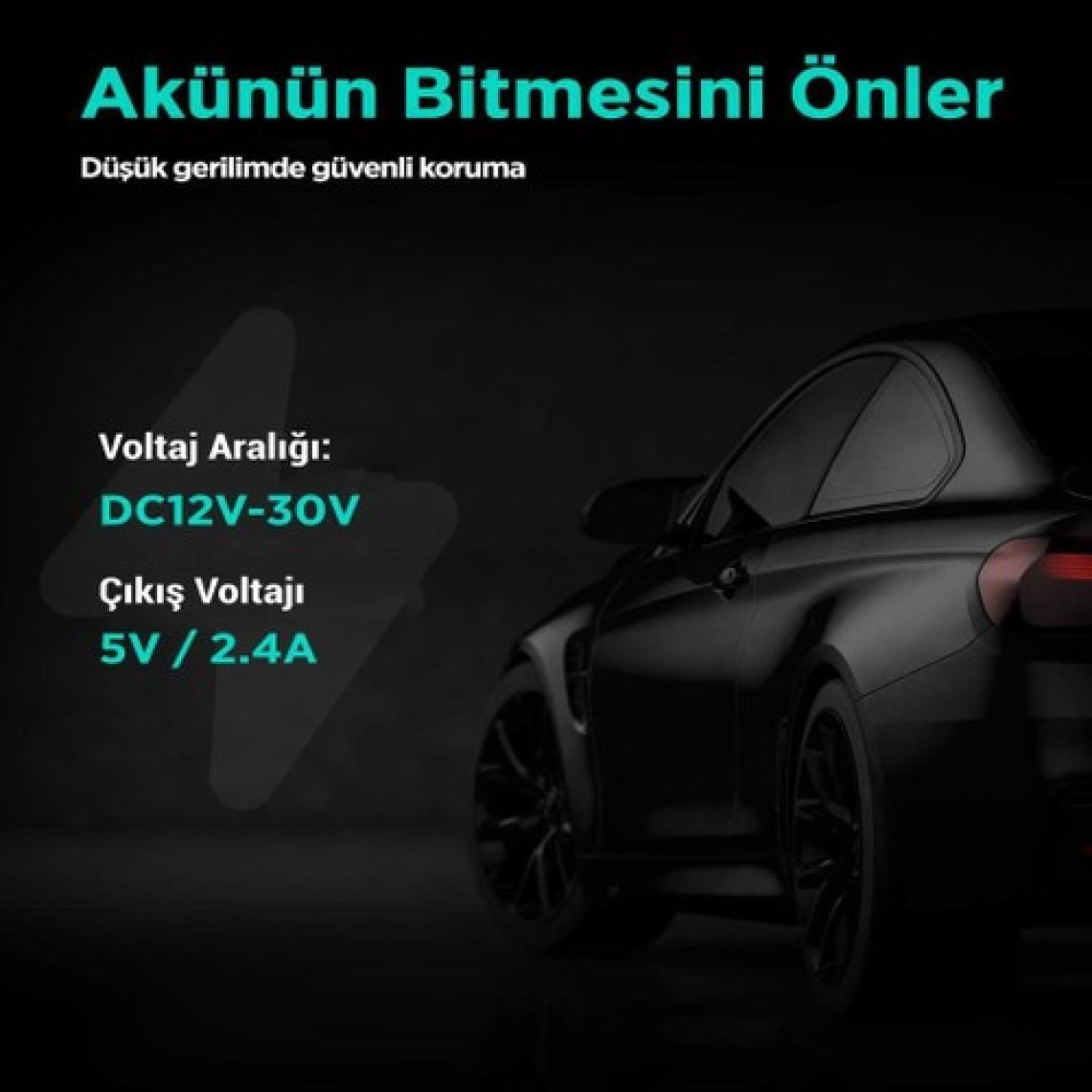 360 Botslab G300H Pro/HK30 Pro Araç İçi Kamera 24 Saat Park Modu Kiti Akü Bağlantı Kablosu (Micro Usb)