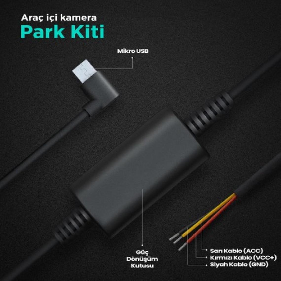360 Botslab G300H Pro/HK30 Pro Araç İçi Kamera 24 Saat Park Modu Kiti Akü Bağlantı Kablosu (Micro Usb)
