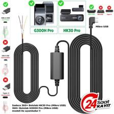 360 Botslab G300H Pro/HK30 Pro Araç İçi Kamera 24 Saat Park Modu Kiti Akü Bağlantı Kablosu (Micro Usb)