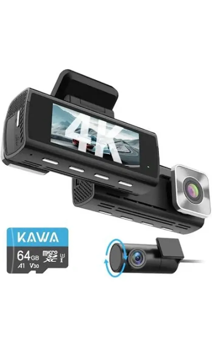 Kawa D10 Çift Kameralı 4K+1080P Sony Starvıs Sensörlü Yapay Zeka Destekli Wi-Fi ve Gps'li Araç Kamerası