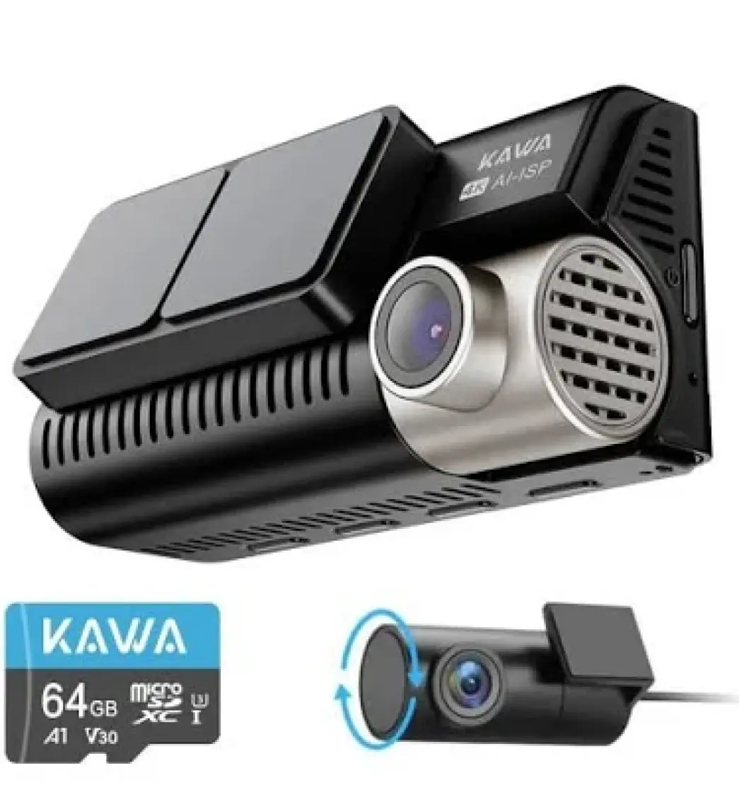 Kawa D10 Çift Kameralı 4K+1080P Sony Starvıs Sensörlü Yapay Zeka Destekli Wi-Fi ve Gps'li Araç Kamerası