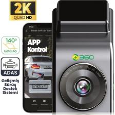 360+ G300H Pro 2K QHD ADAS Wifi + GPS 140° Geniş Açı Gece Görüşlü Akıllı Araç İçi Kamera