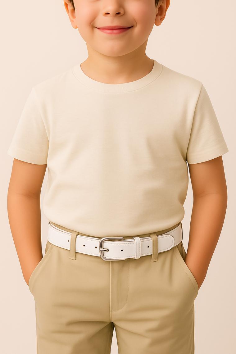 Başkent Çanta Unisex Çocuk Beyaz Kot ve Kumaş Pantolon Kemeri