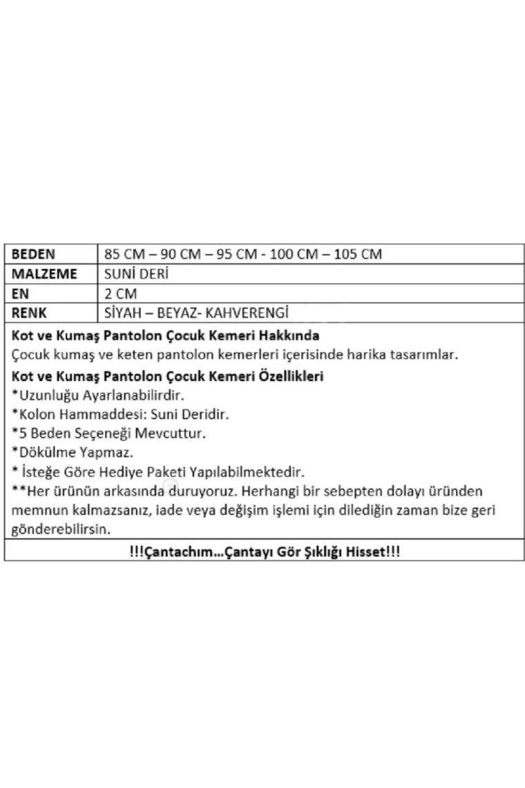 Başkent Çanta Unisex Çocuk Beyaz Kot ve Kumaş Pantolon Kemeri