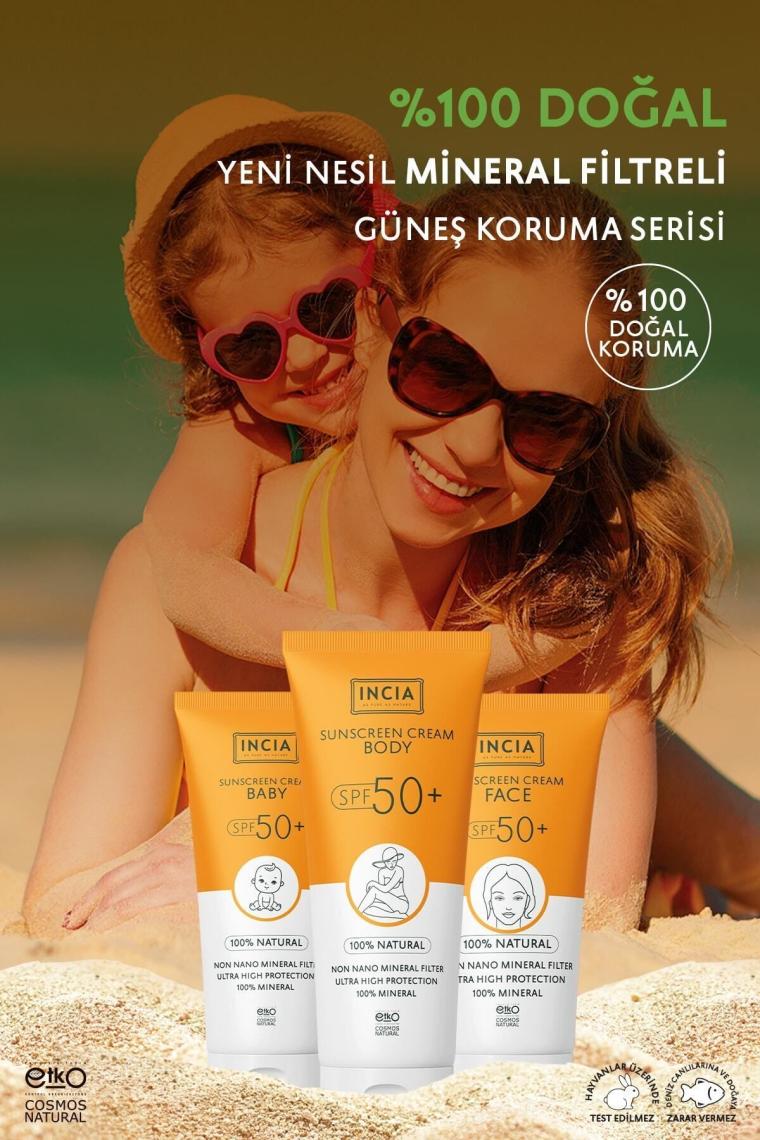 %100 Doğal Yüz Güneş Kremi Leke Karşıtı Mineral Filtreli Yüksek Koruma SPF50 UVA UVB 50 ml